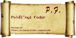Polányi Fodor névjegykártya